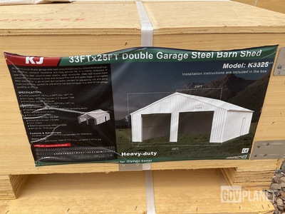 KJ K3325 Double Garage Steel Barn Shed - Unused