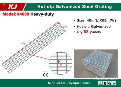 Quantity of (68) 2025 KJ K4008 8 in x 40 in Hot-Dip Galvanized Steel Grating (Unused)
