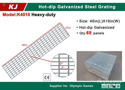 Quantity of (68) 2025 KJ K4010 10 in x 40 in Hot-Dip Galvanized Steel Grating (Unused)