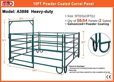 Quantity of (56) 2025 MTO A3856 10 ft Powder Coated Corral Panel para ganado (Unused)