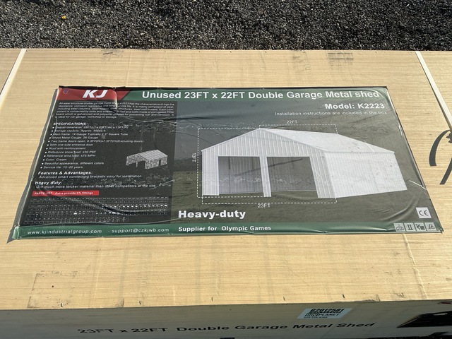 KJ K2223 Double Garage Metal Shed - Unused KJ K2223 Double Garage Metal Shed - Unused