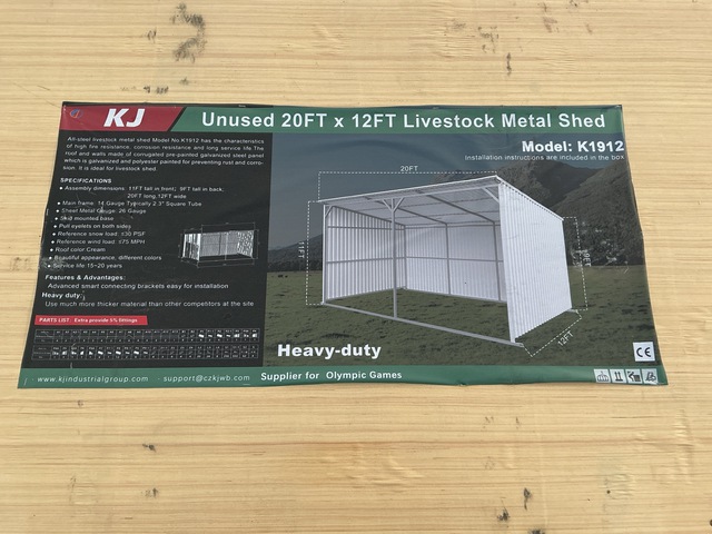 KJ K1912 Livestock Metal Shed - Unused