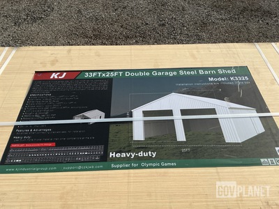 KJ K3325 Double Garage Steel Barn Shed - Unused