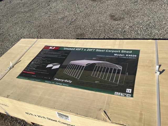 KJ K4020 Steel Carport Shed - Unused KJ K4020 Steel Carport Shed - Unused