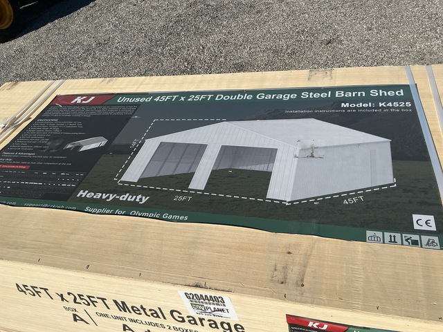 KJ K4525 Double Garage Steel Barn Shed - Unused KJ K4525 Double Garage Steel Barn Shed - Unused