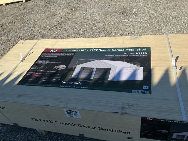KJ K2223 Double Garage Metal Shed - Unused KJ K2223 Double Garage Metal Shed - Unused