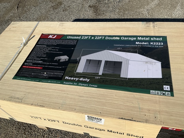 KJ K2223 Double Garage Metal Shed - Unused