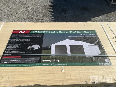 KJ K3325 Double Garage Steel Barn Shed - Unused