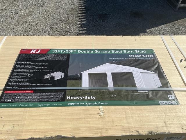 KJ K3325 Double Garage Steel Barn Shed - Unused KJ K3325 Double Garage Steel Barn Shed - Unused