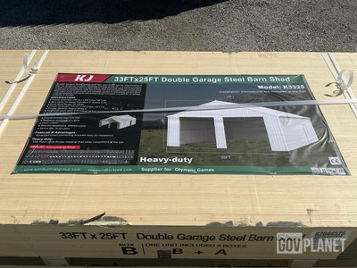 KJ K3325 Double Garage Steel Barn Shed - Unused