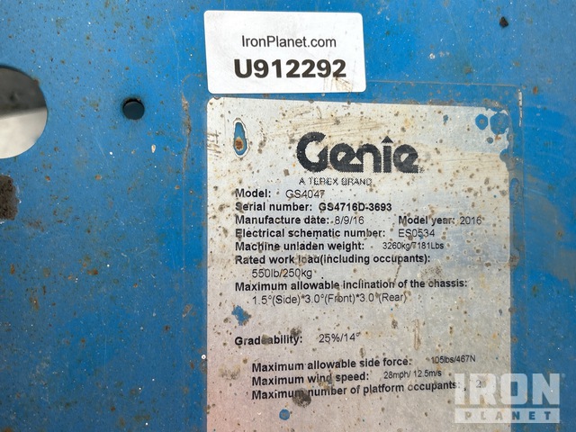 ELEVADOR TIJERA 2016 GENIE GS4047
