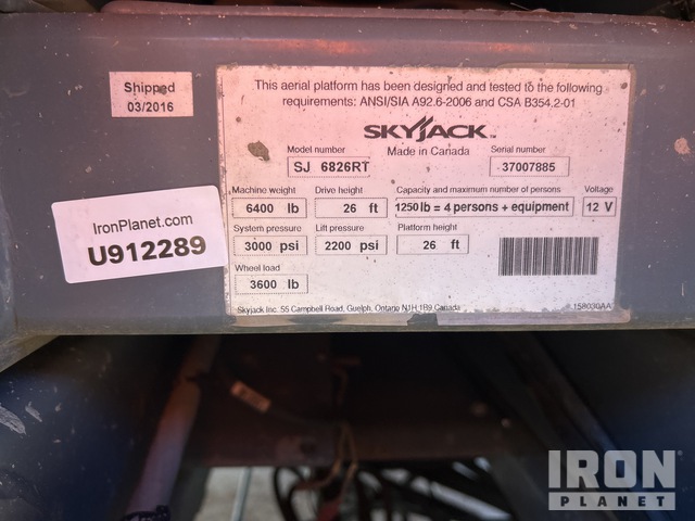 ELEVADOR TIJERA 2016 SKYJACK SJ6826RT