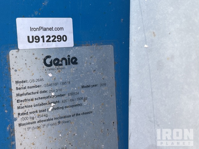 ELEVADOR TIJERA 2016 GENIE GS2646