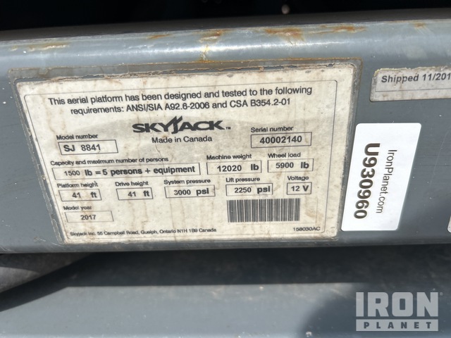 ELEVADOR TIJERA 2017 SKYJACK SJ8841