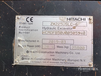 2019 Hitachi ZX225USLC-6 Tracked Excavator