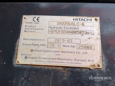 2019 Hitachi ZX225USLC-6 Tracked Excavator