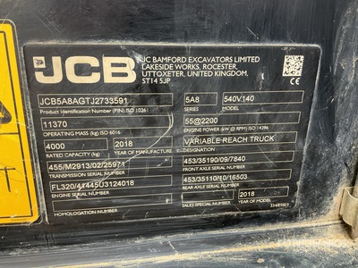 2018 JCB 540-140 Telehandler