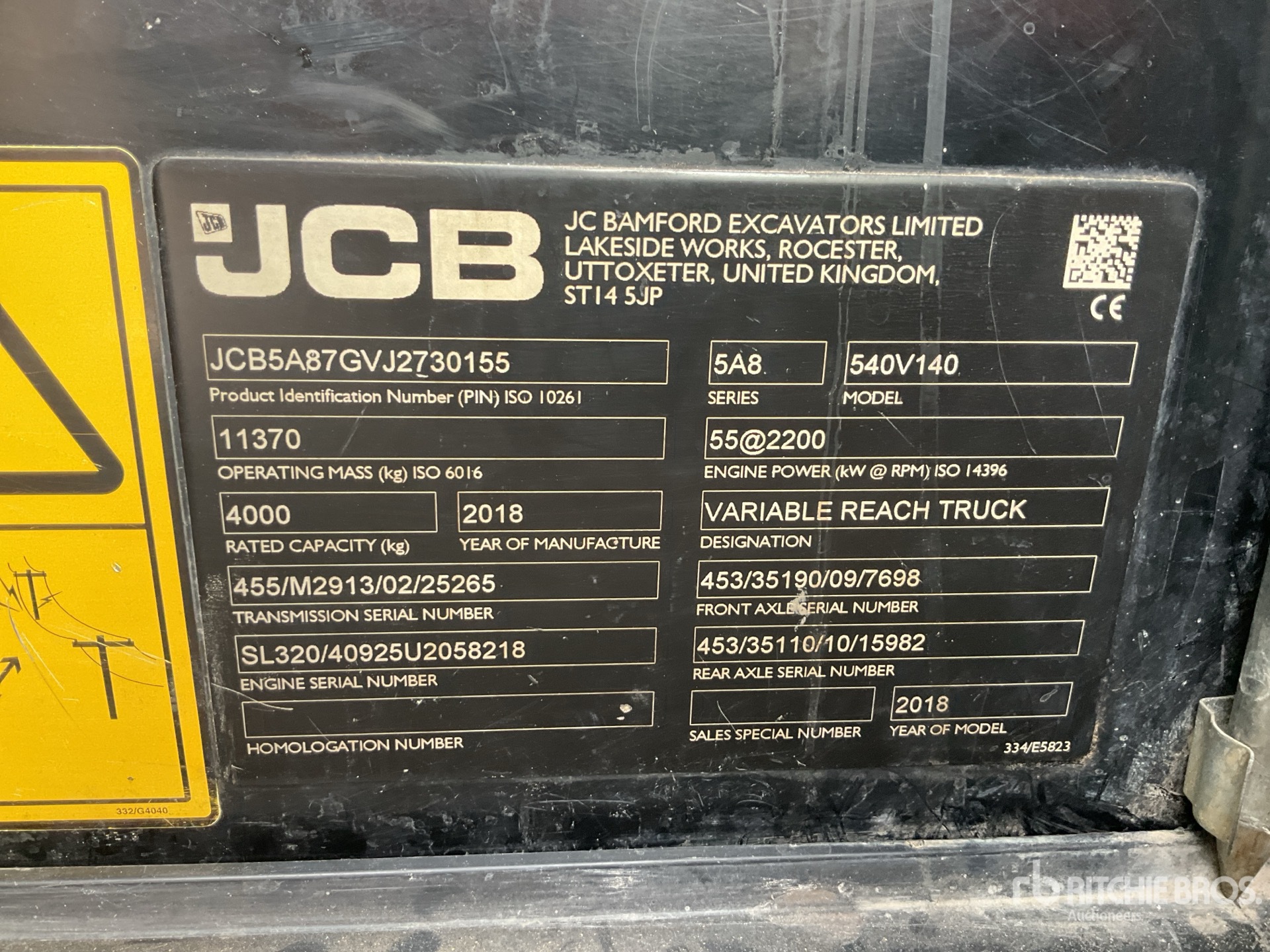 2018 JCB 540-140 Telehandler