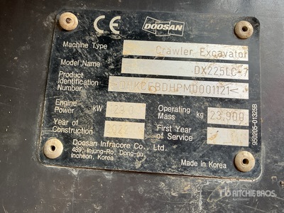 2022 Doosan DX225LC-7 Tracked Excavator