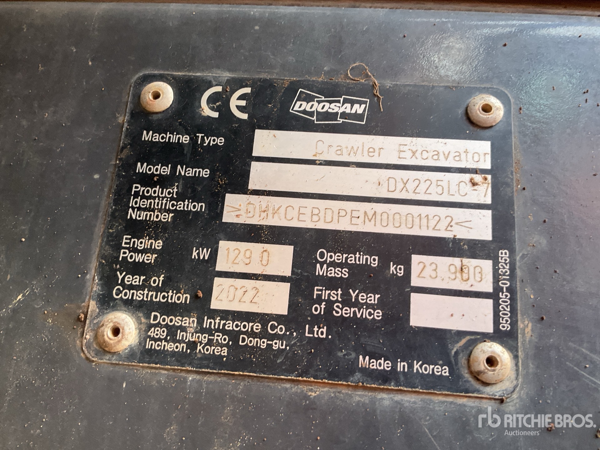 2022 Doosan DX225LC-7 Tracked Excavator