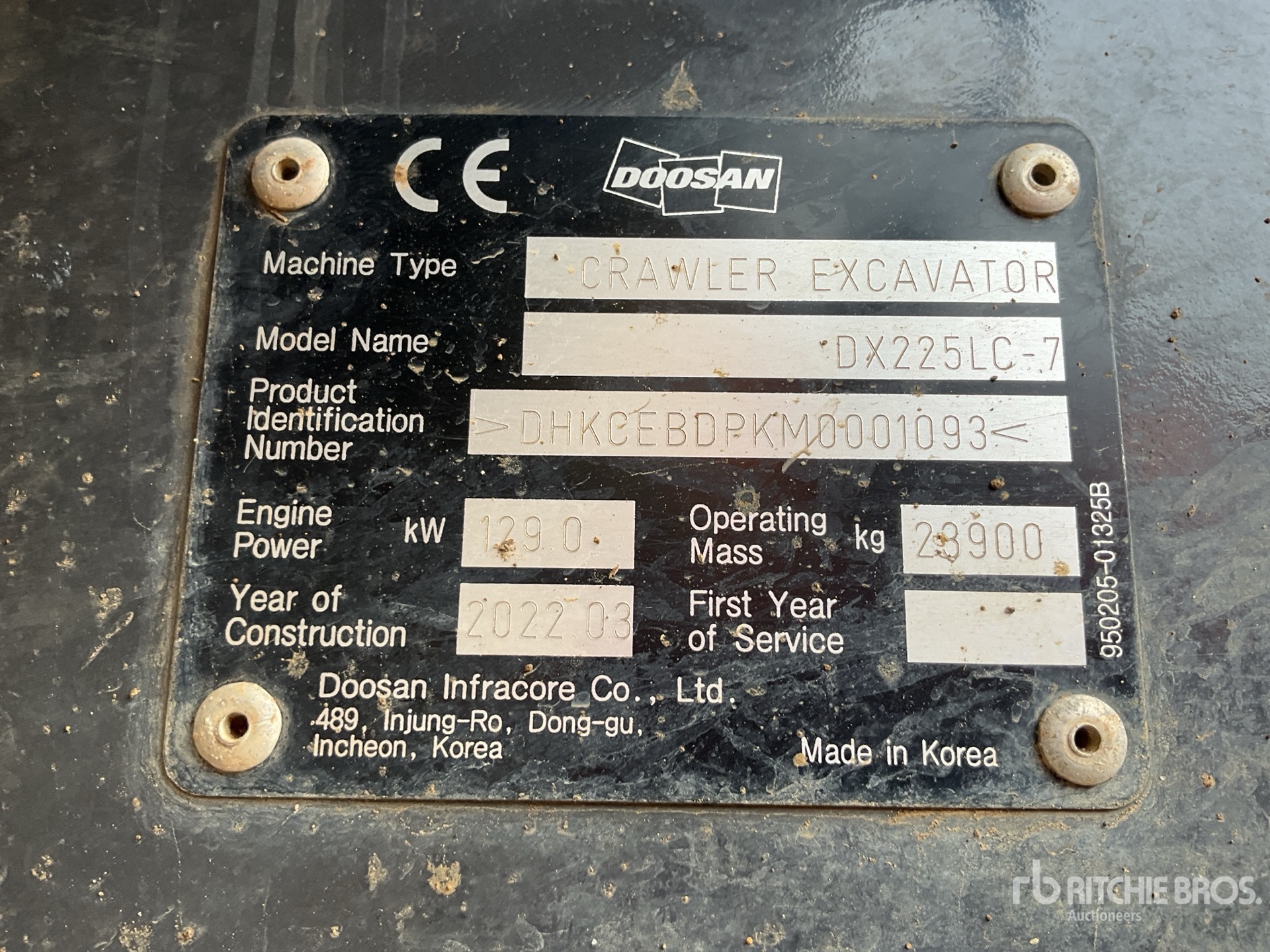 2022 Doosan DX225LC-7 Tracked Excavator