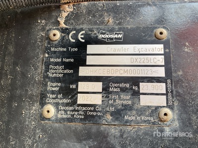2022 Doosan DX225LC-7 Tracked Excavator