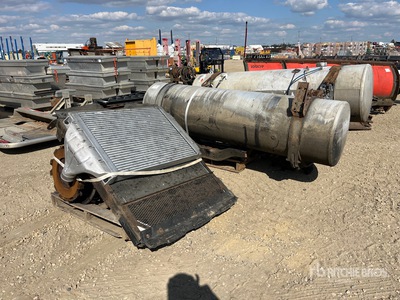 Freightliner fuel tank, axle, 13 spd transmission, radiator, misc parts