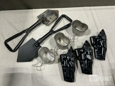 (8) Hand Tools, (29) Canteen Cups, (18) Individual Holsters & Assorted Items