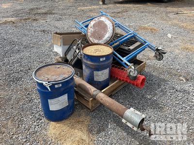 1 Skid shelving, small scaffold, snow fence, a 4 foot auger, pressure washer, one barrel of grass seed