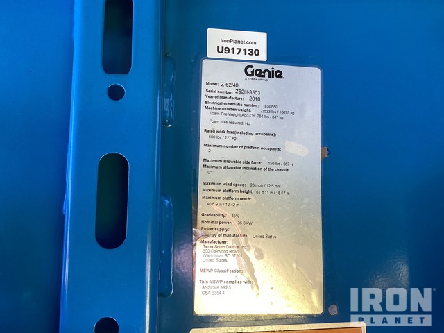 ELEVADOR ARTICULADO 2018 GENIE 4WD Z6240