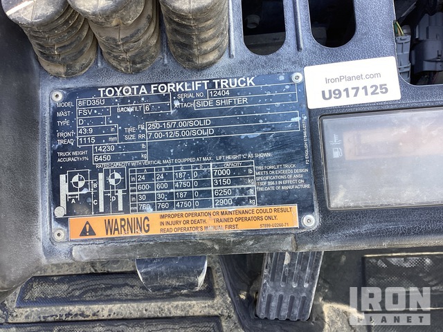 MONTACARGAS 2018 TOYOTA 8FD35U