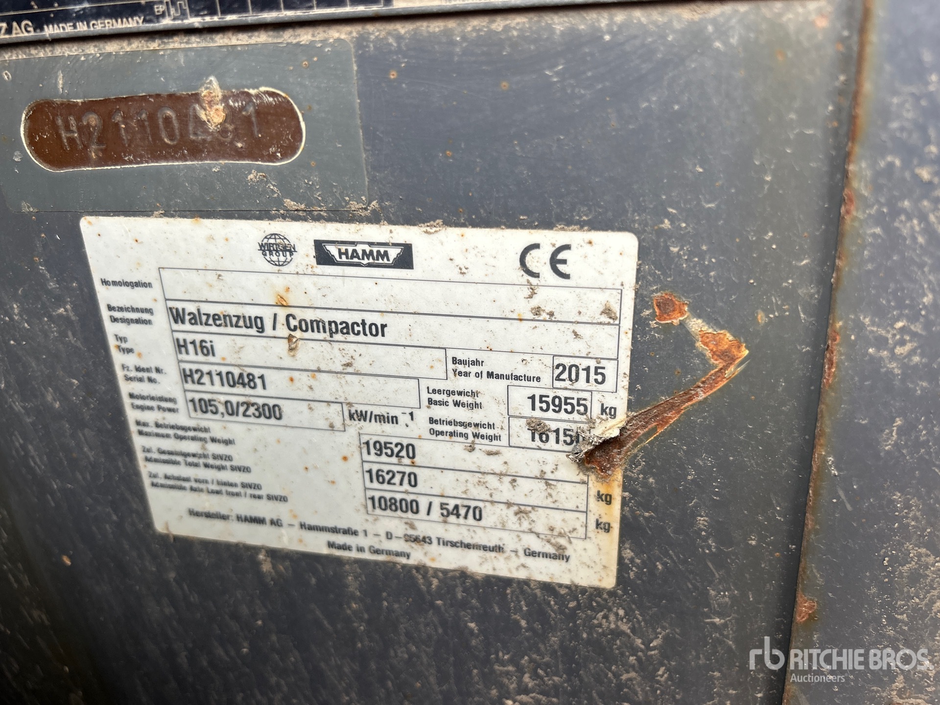 2015 Hamm H16i Smooth Drum Compactor