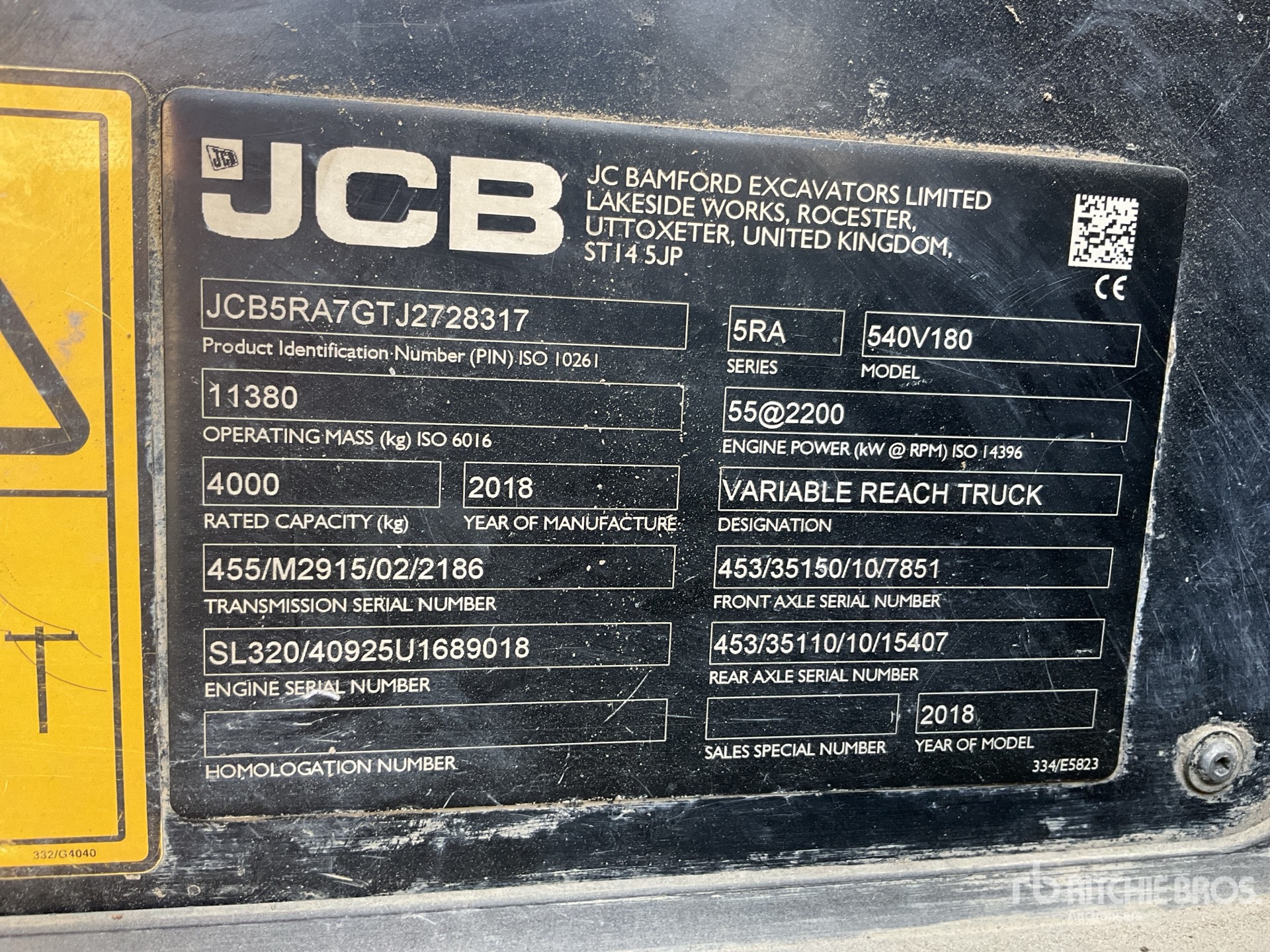 2018 JCB 540V180 Telehandler