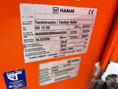 2019 Hamm HD12VV Compacteur Vibrant Tandem Rodillo Tándem
