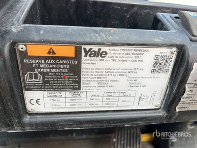 2021 Yale ERP18VTMWB 1760 kg Chariot Elevateur Electrique Electric Forklift