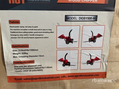 2025 AGT DGS1500-H Tow-Behind Hydraulic Wood Chipper (Unused)