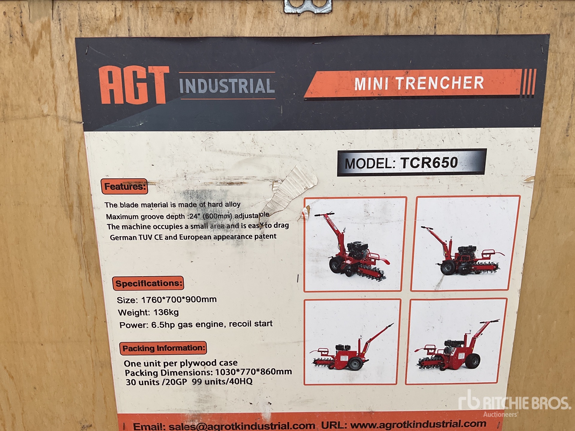 2025 AGT TCR650 Walk Behind Trencher (Unused)