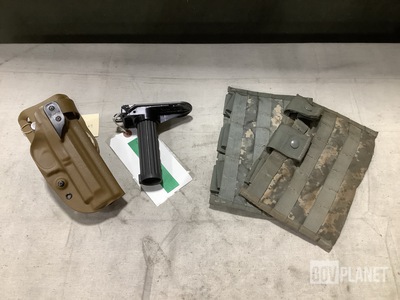 (11) M4 Three Mag Pouches, (2) Gun Shoulder Stocks & Assorted Items