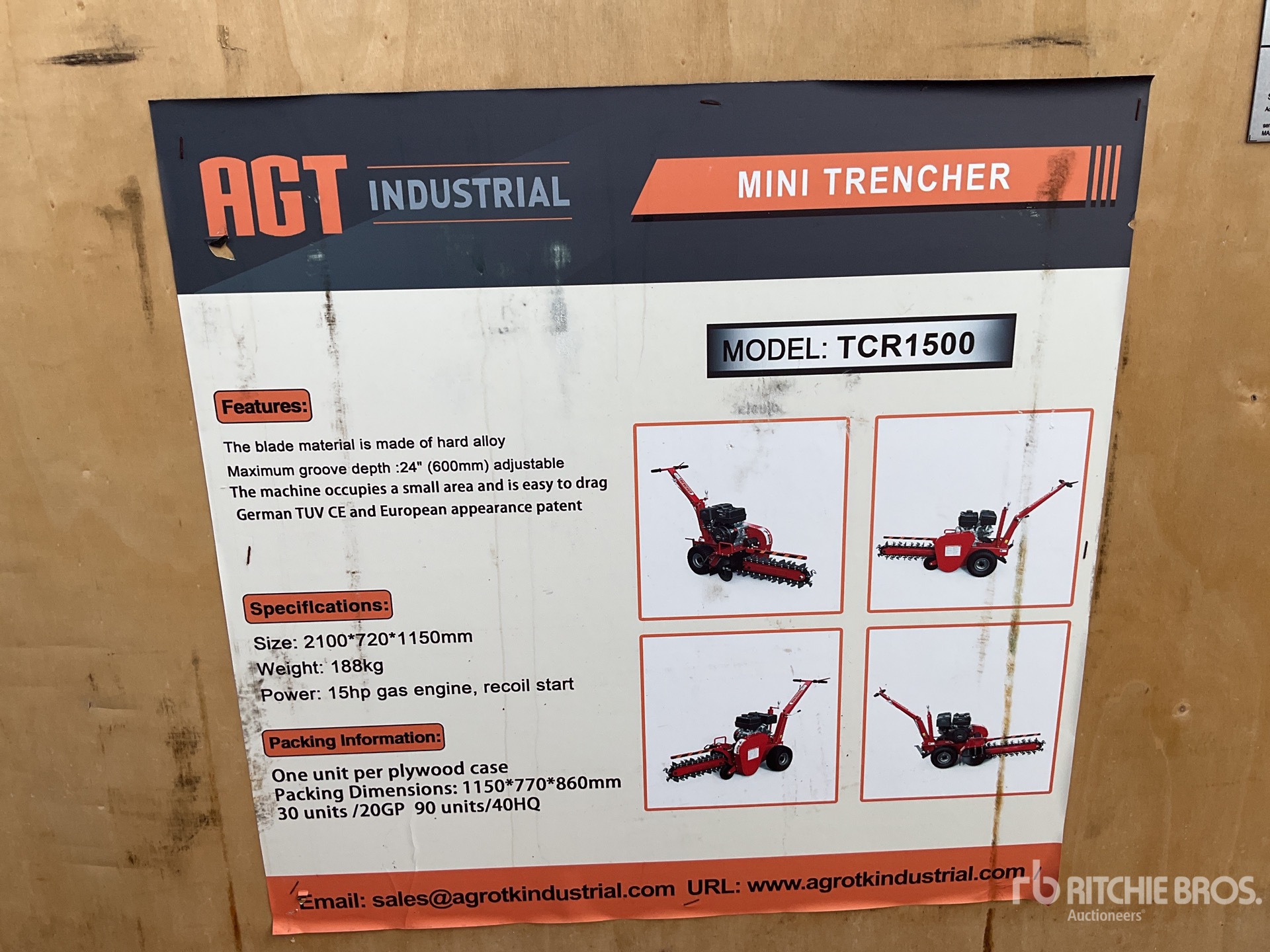 2025 AGT TCR1500 Walk Behind Trencher (Unused)