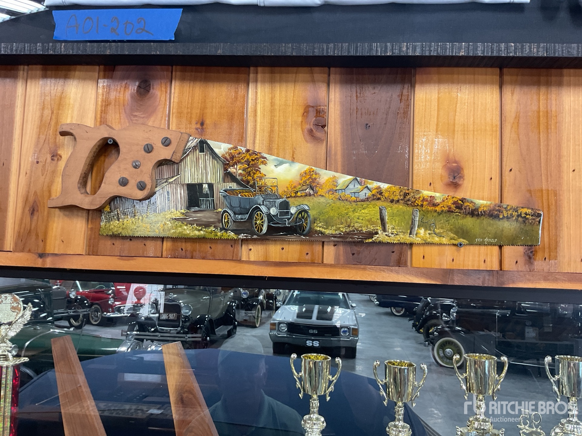painted handsaw Antiguedades