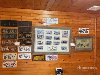 Quantity of (2) Ford Framed Ford Prints with Collectable License Plates Antiques