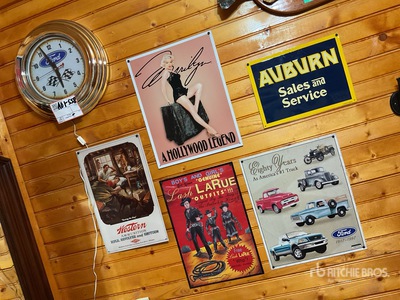 Ford Clock with Wall Art Antiques