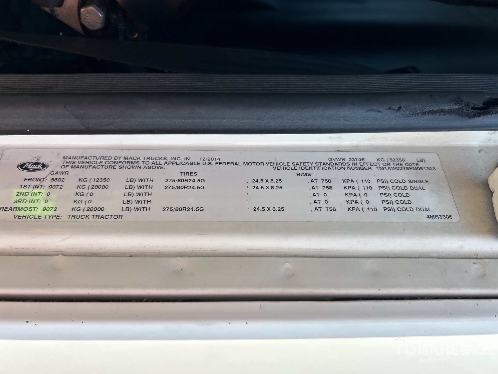 2015 Mack CXU613 6x4 T/A Sleeper Truck Tractor