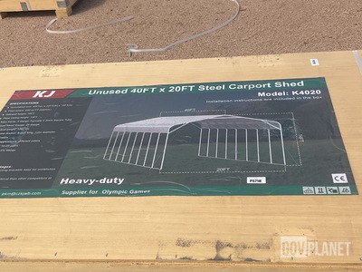 KJ K4020 Steel Carport Shed - Unused