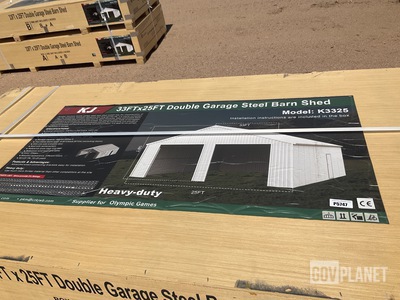 KJ K3325 Double Garage Steel Barn Shed - Unused