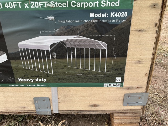KJ K4020 Steel Carport Shed - Unused