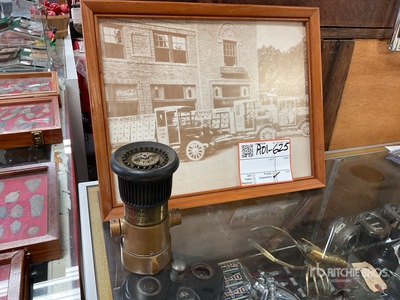Imperial Akron Brass spray nozzle w/ vintage photo Antichità