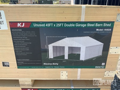 KJ K4525 Double Garage Steel Barn Shed - Unused