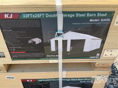KJ K3325 Double Garage Steel Barn Shed - Unused
