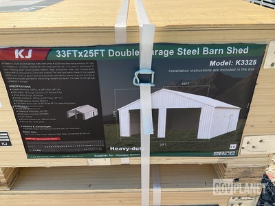 KJ K3325 Double Garage Steel Barn Shed - Unused